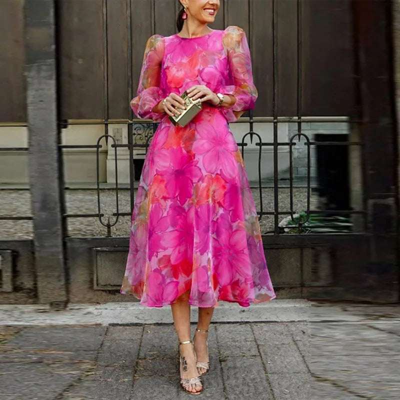 Ivy Women's Chiffon Floral Midi Dress 1