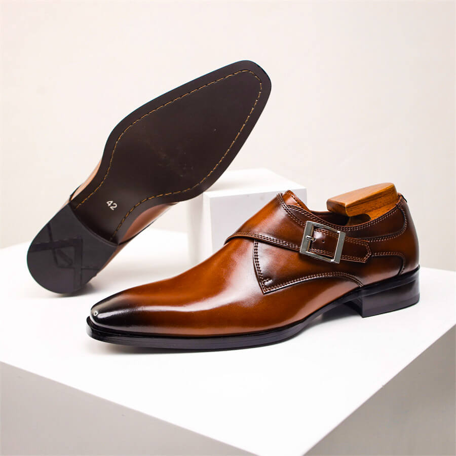 Jasper Men's Leather Monk Strap Shoes 11