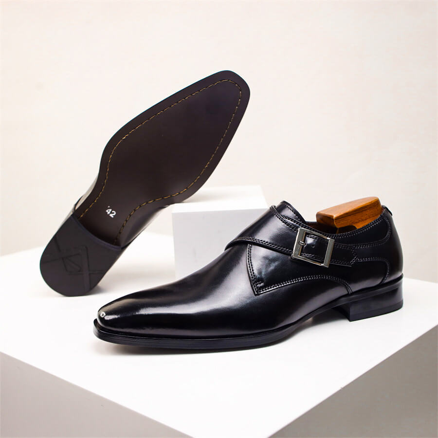 Jasper Men's Leather Monk Strap Shoes 12