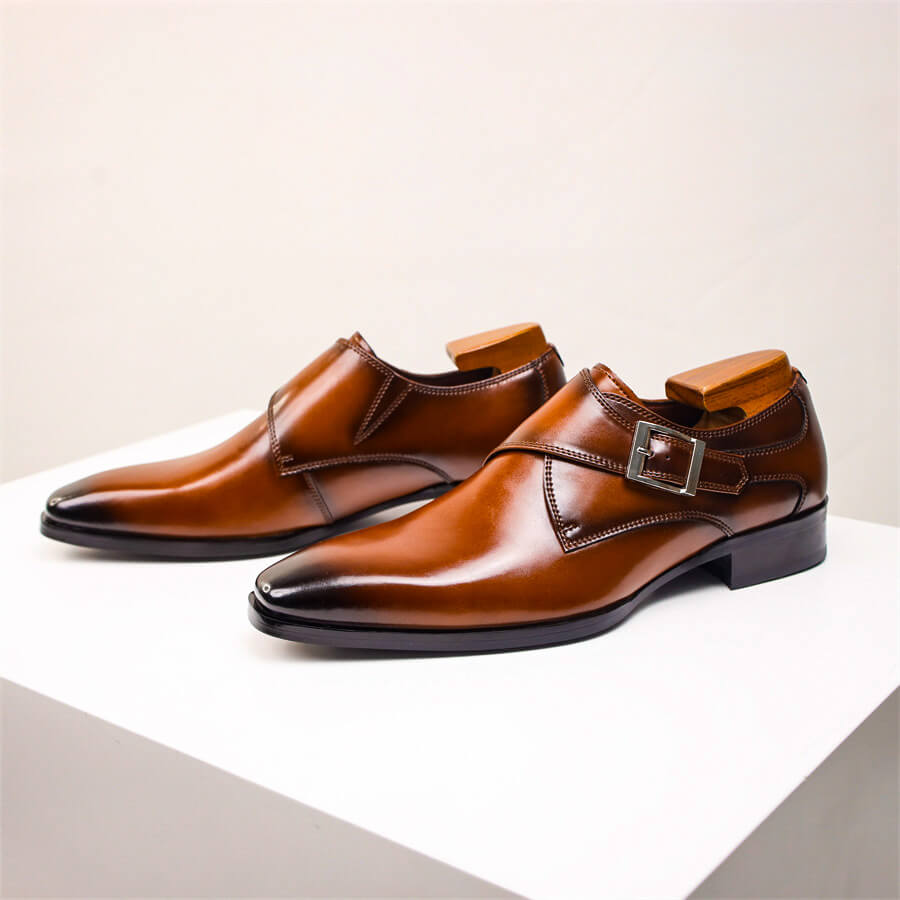 Jasper Men's Leather Monk Strap Shoes 1