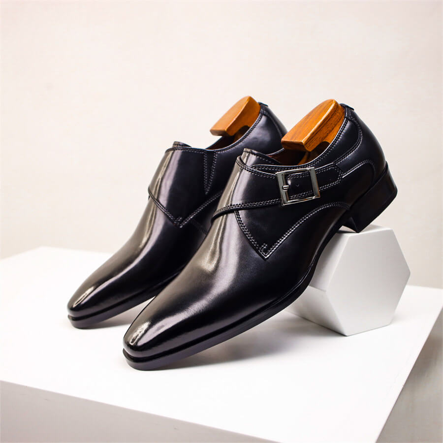 Jasper Men's Leather Monk Strap Shoes 4