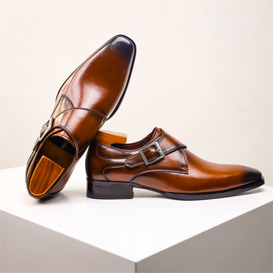 Jasper Men's Leather Monk Strap Shoes 5