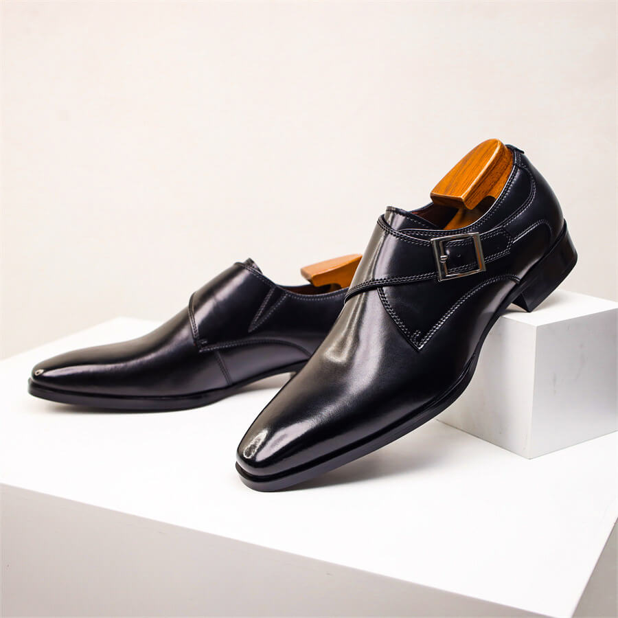 Jasper Men's Leather Monk Strap Shoes 8