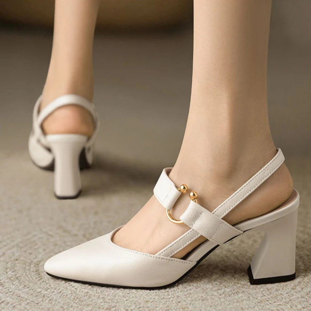 Jessica Women's Leather Block Heel Mules 2