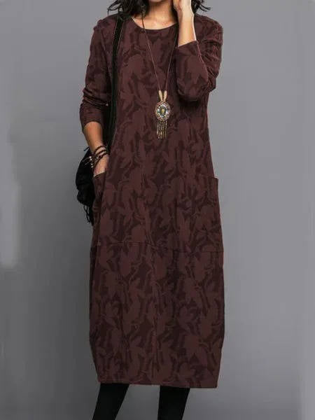 Jessica Women's Printed Long Sleeve Midi Dress 8