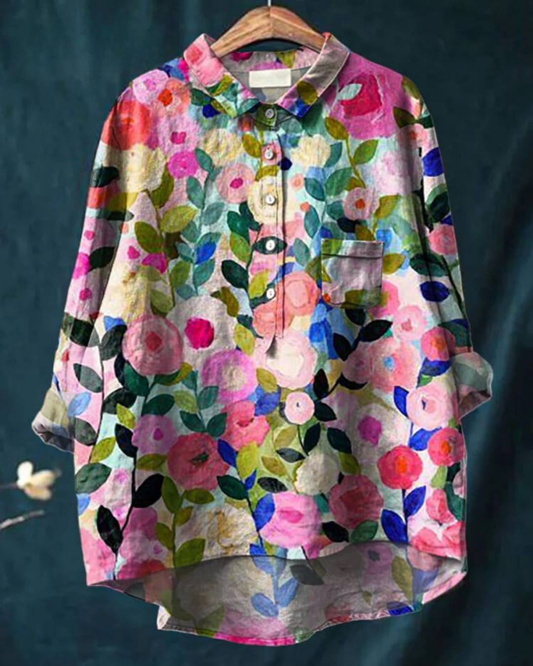 Katherine Women's Floral Cotton Long Sleeve Shirt 1