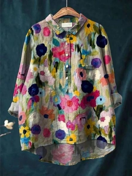 Katherine Women's Floral Cotton Long Sleeve Shirt 10