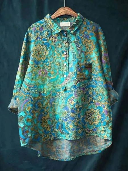 Katherine Women's Floral Cotton Long Sleeve Shirt 11