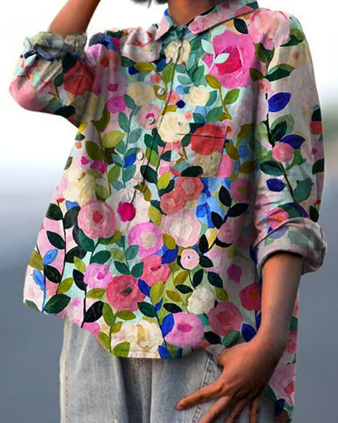 Katherine Women's Floral Cotton Long Sleeve Shirt 2