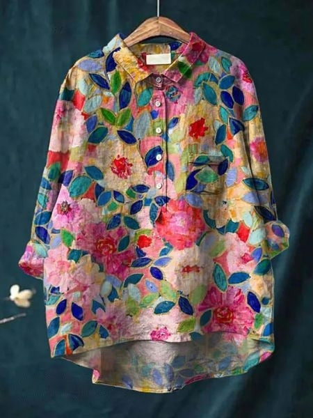 Katherine Women's Floral Cotton Long Sleeve Shirt 3