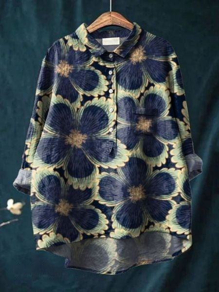 Katherine Women's Floral Cotton Long Sleeve Shirt 7