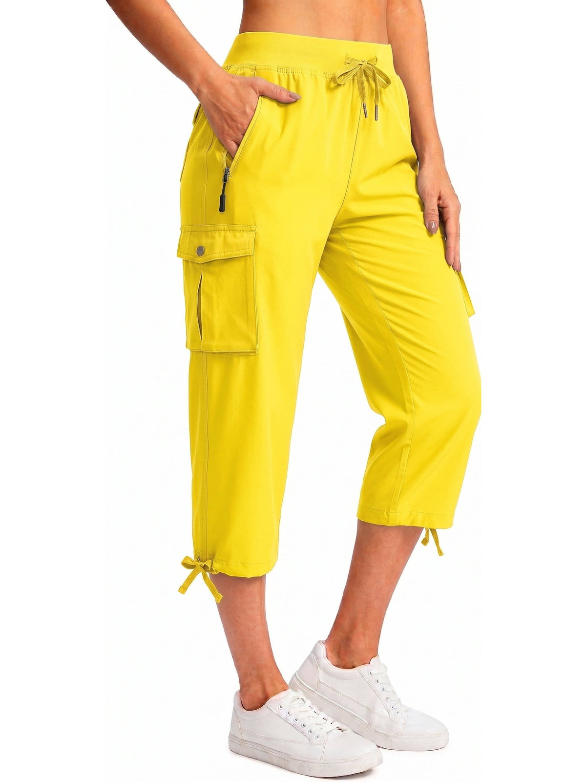 Women's Cargo Capri Pants - Yellow