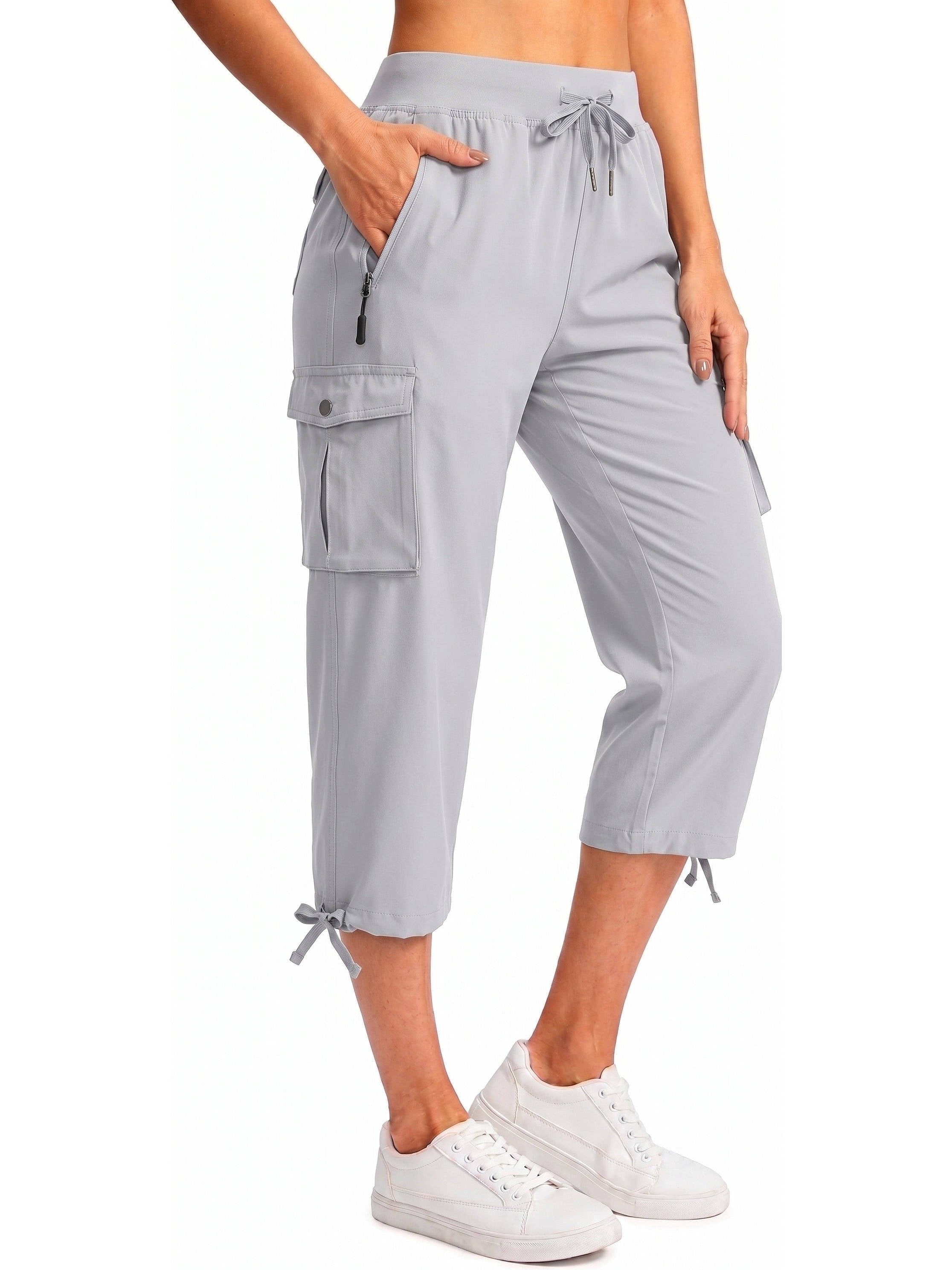 Women's Cargo Capri Pants - Silver