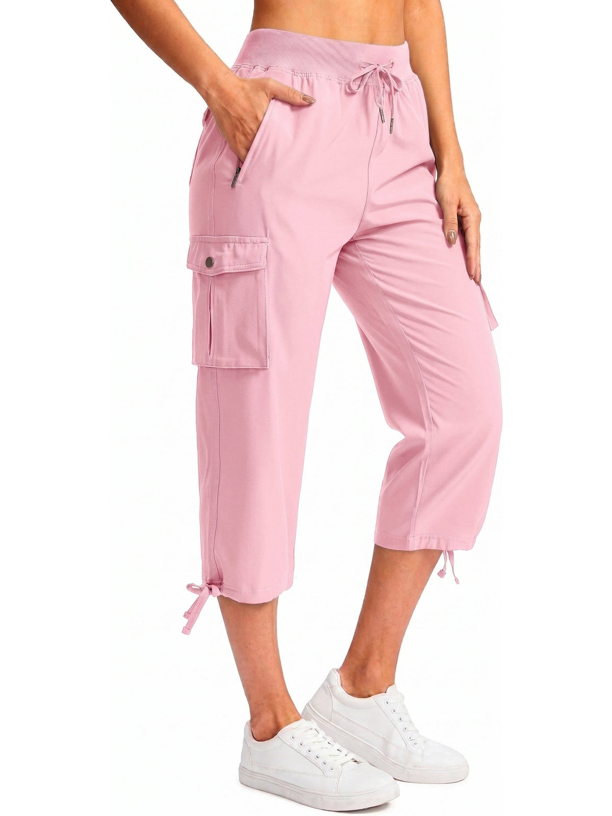 Women's Cargo Capri Pants - Pink