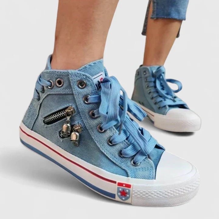 Women's Denim High-Top Sneakers - Denim Blue