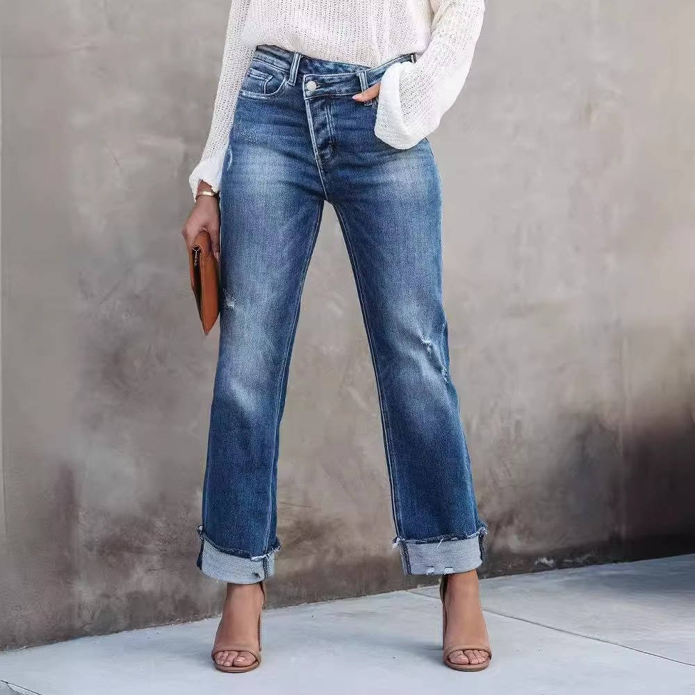 Women's High-Waisted Straight Jeans - M
