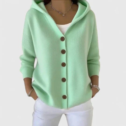 Women's Hooded Knit Cardigan - Green