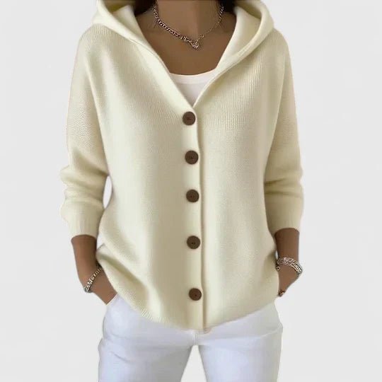Women's Hooded Knit Cardigan - Beige