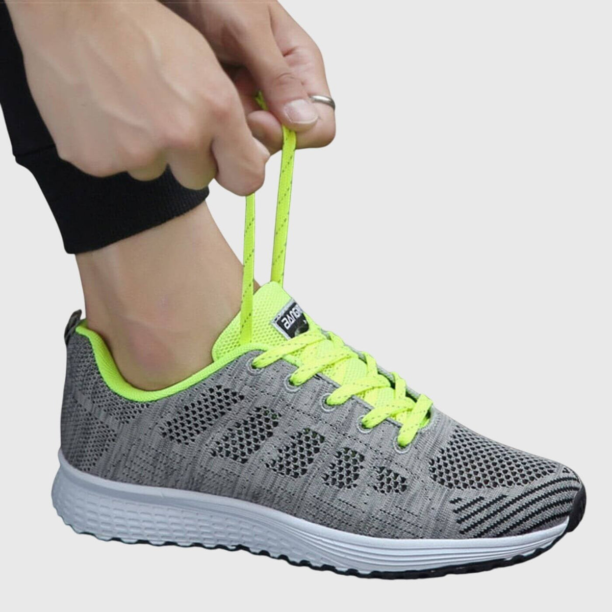Women's Knit Running Sneakers - Gray/Green