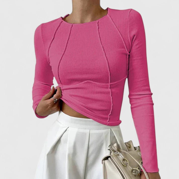 Women's Long Sleeve Crop Top - Pink