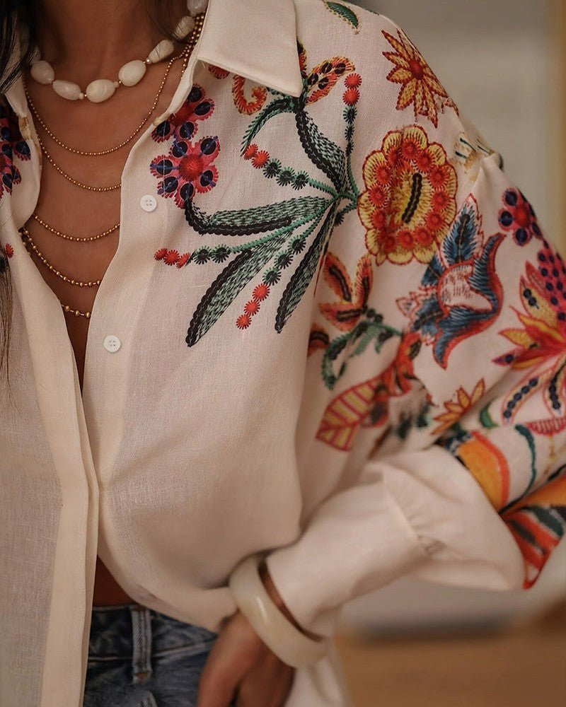 Women's Oversized Floral Blouse - S