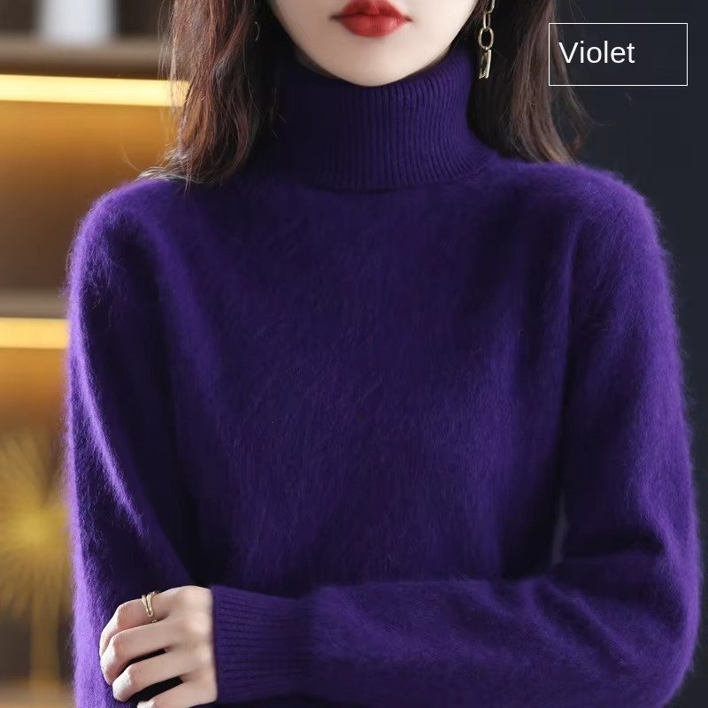 Women's Slim Wool Turtleneck Sweater - Violet