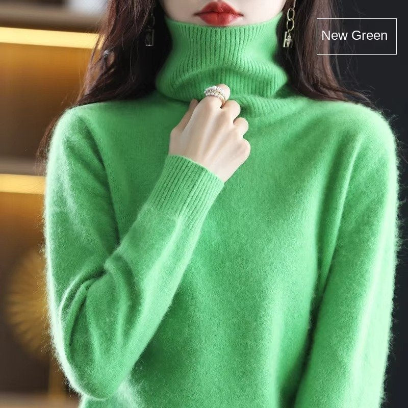 Women's Slim Wool Turtleneck Sweater - New Green