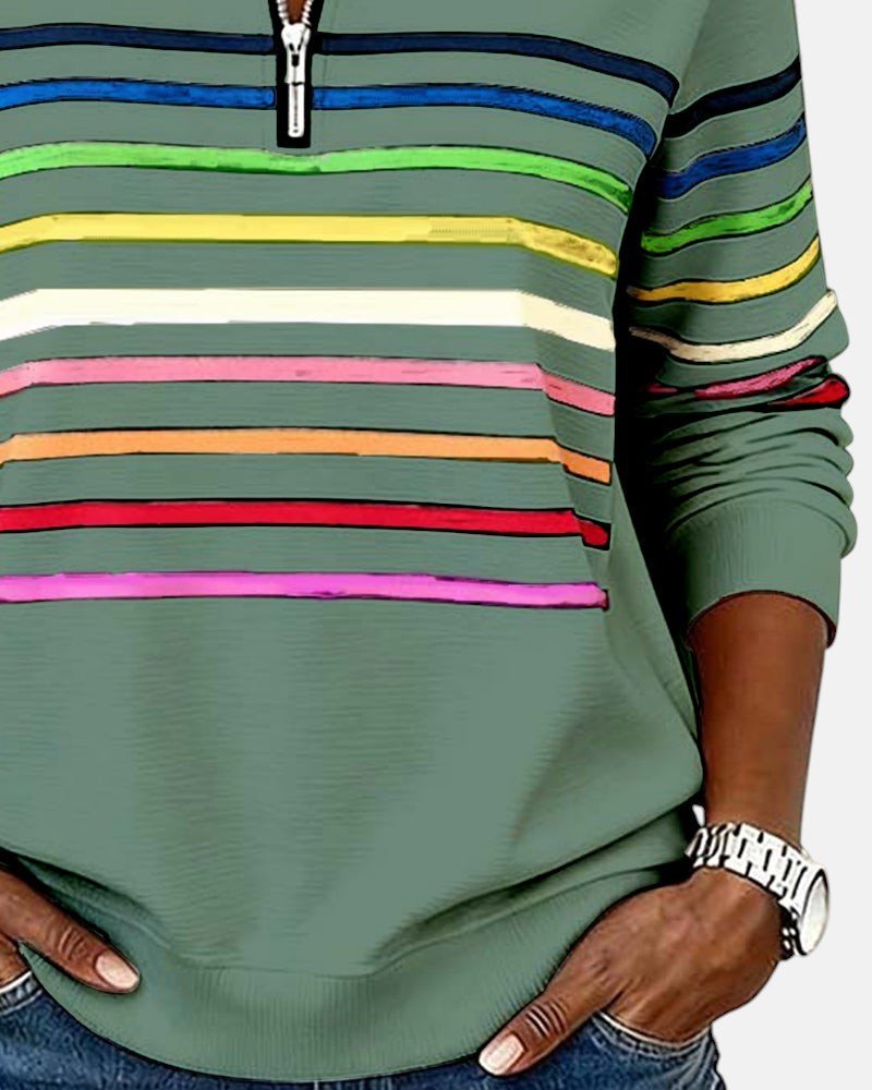 Women's Striped Quarter-Zip Sweatshirt