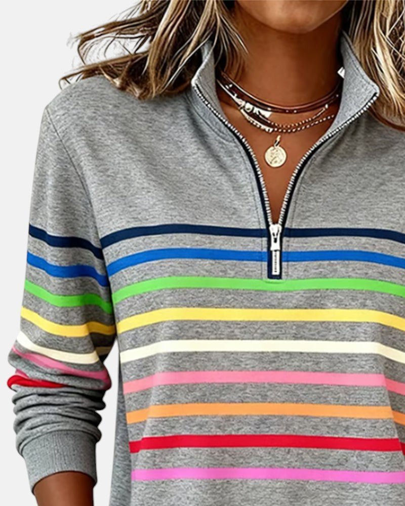 Women's Striped Quarter-Zip Sweatshirt