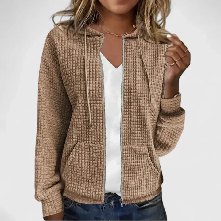Women's Zip-Up Hoodie - Khaki