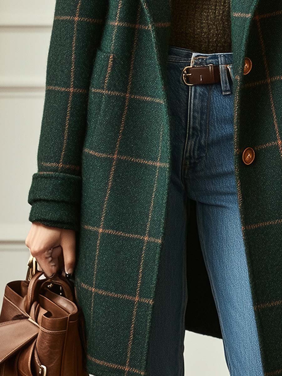 Women's Oversized Plaid Wool Coat