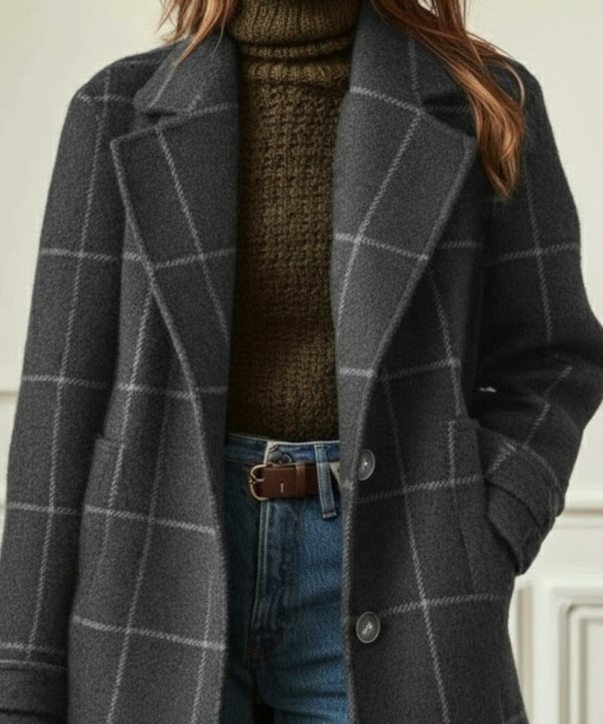 Women's Oversized Plaid Wool Coat