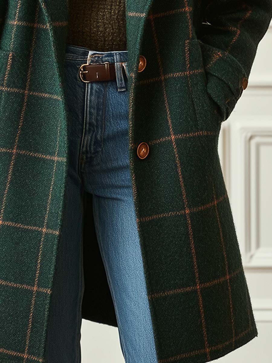 Women's Oversized Plaid Wool Coat
