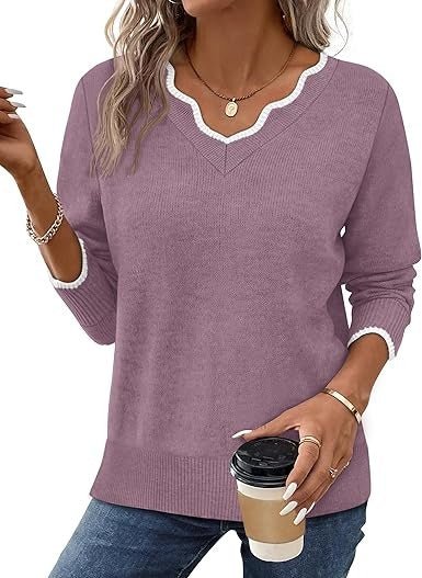 Women's V-Neck Sweater - Purple