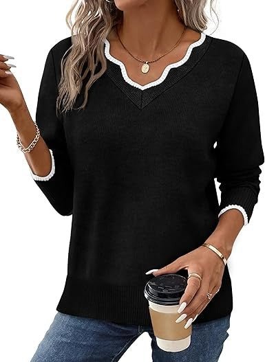 Women's V-Neck Sweater - Black