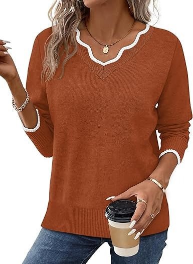 Women's V-Neck Sweater - Caramel