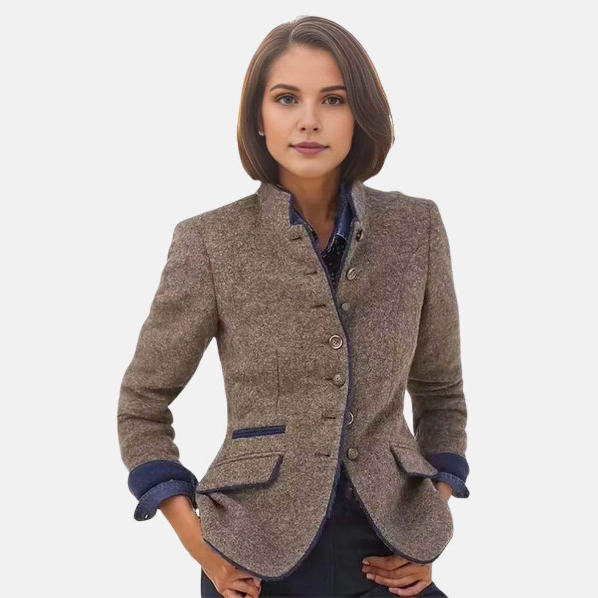 Women's Wool Work Blazer - Brown