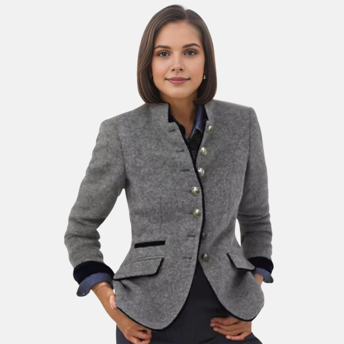 Women's Wool Work Blazer - Gray