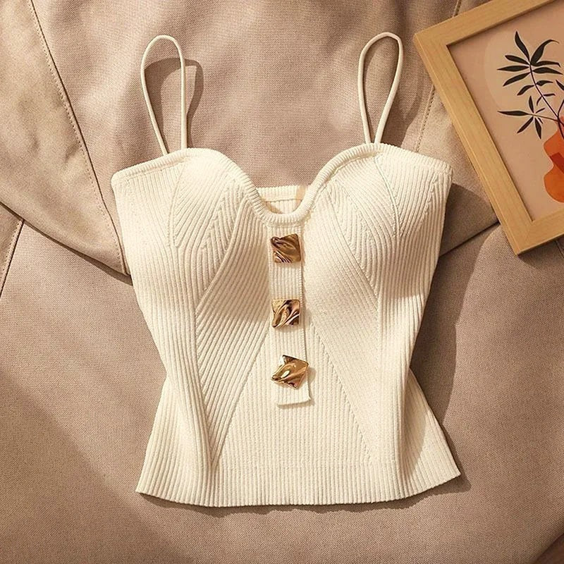 Knit Corset Cami Top - White