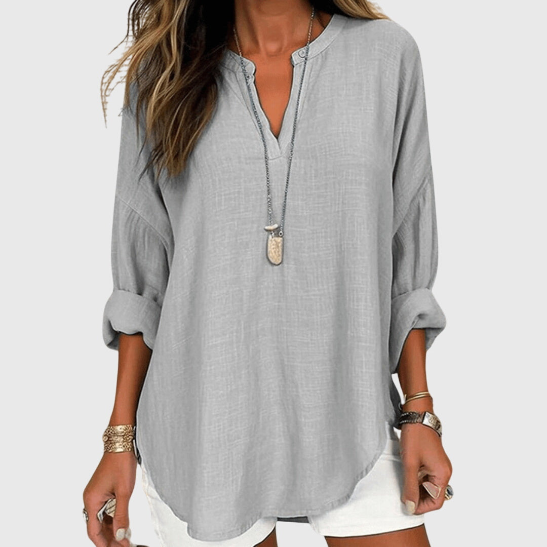 Laura Women's Cotton V Neck Tunic Blouse 5