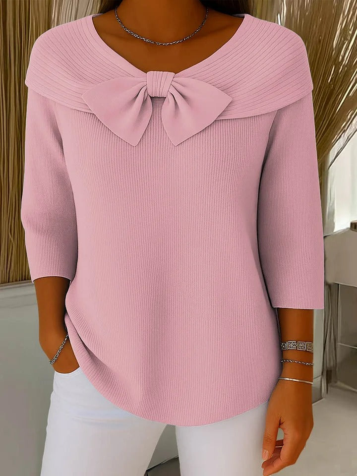 Lauren Women's Ribbed Bow Pullover Sweater 2