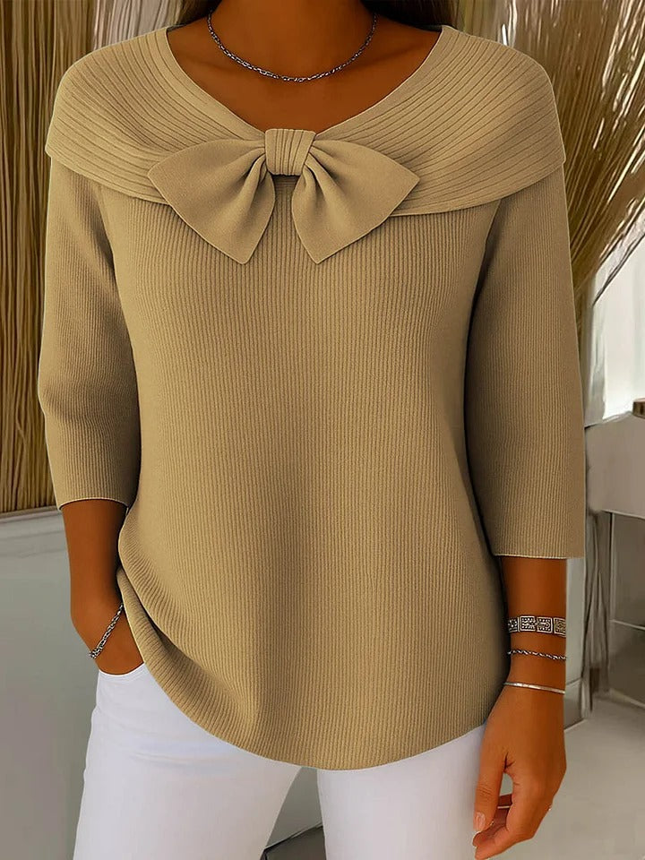 Lauren Women's Ribbed Bow Pullover Sweater 3