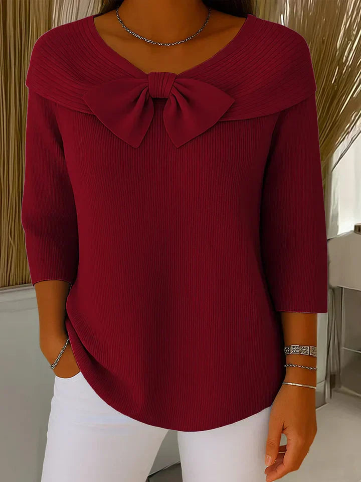 Lauren Women's Ribbed Bow Pullover Sweater 4