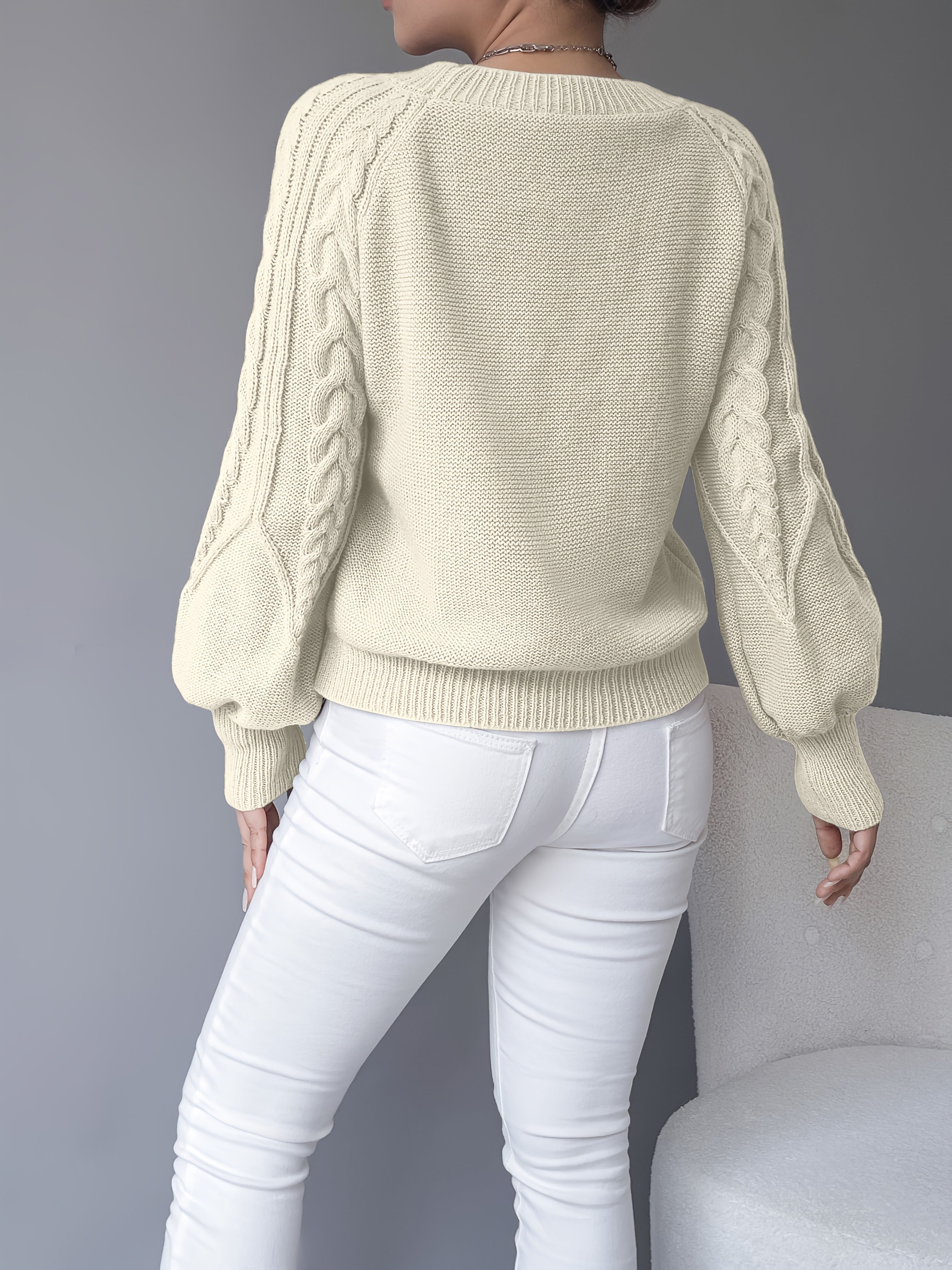 Women's Cropped Cable-Knit Wool Sweater