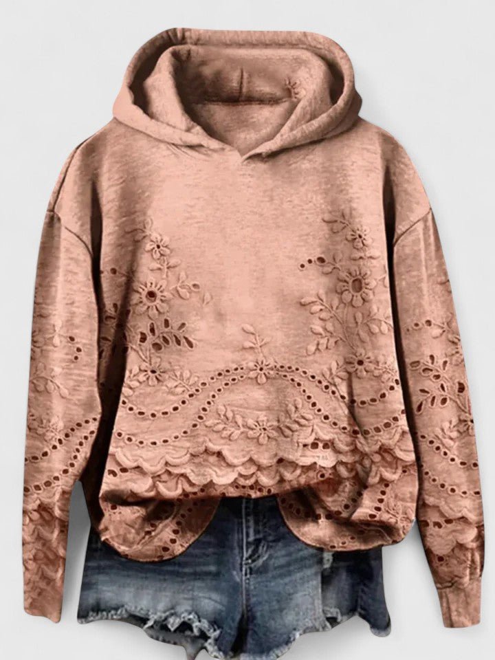 Women's Cropped Floral Hoodie - Orange