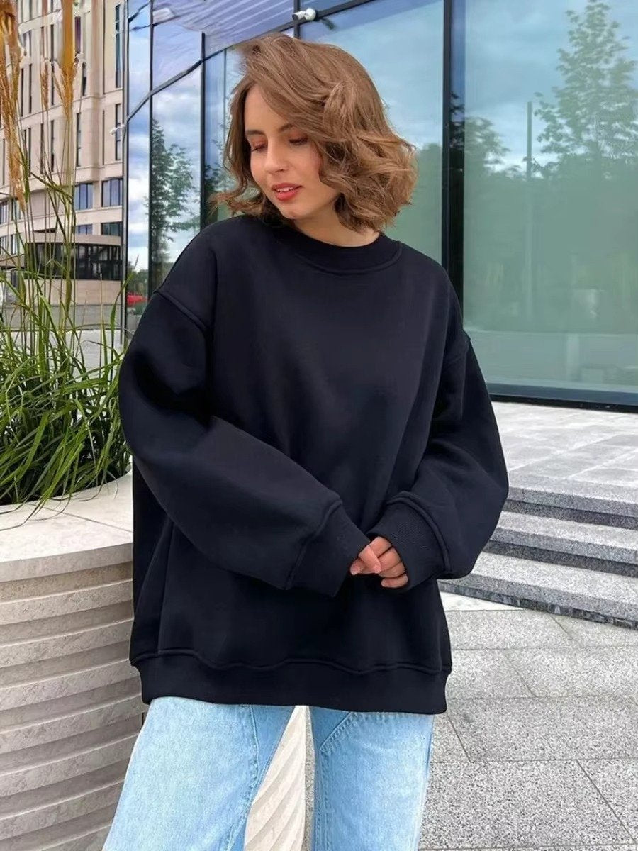 Women's Oversized Crewneck Sweatshirt - Black