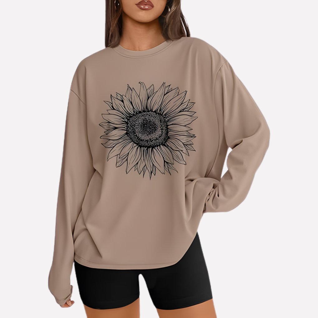 Women's Oversized Crewneck Sweatshirt - Sunflower Khaki