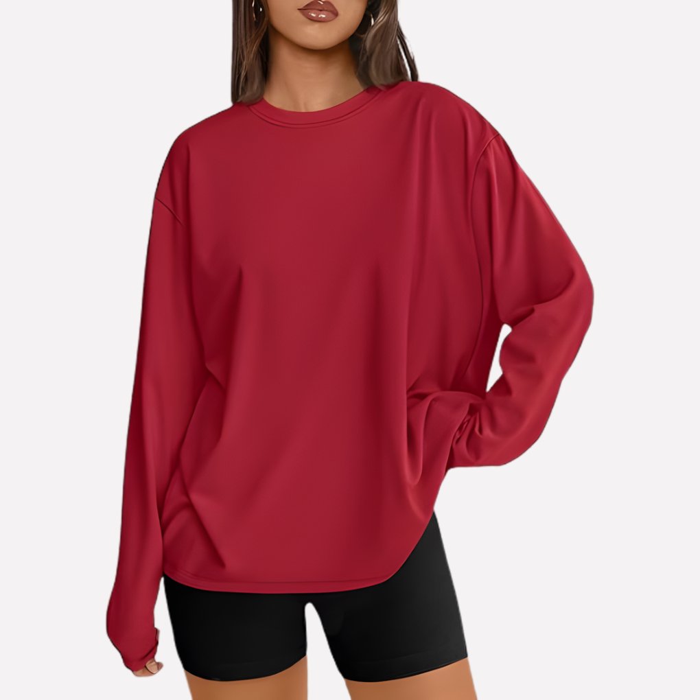 Women's Oversized Crewneck Sweatshirt - Red