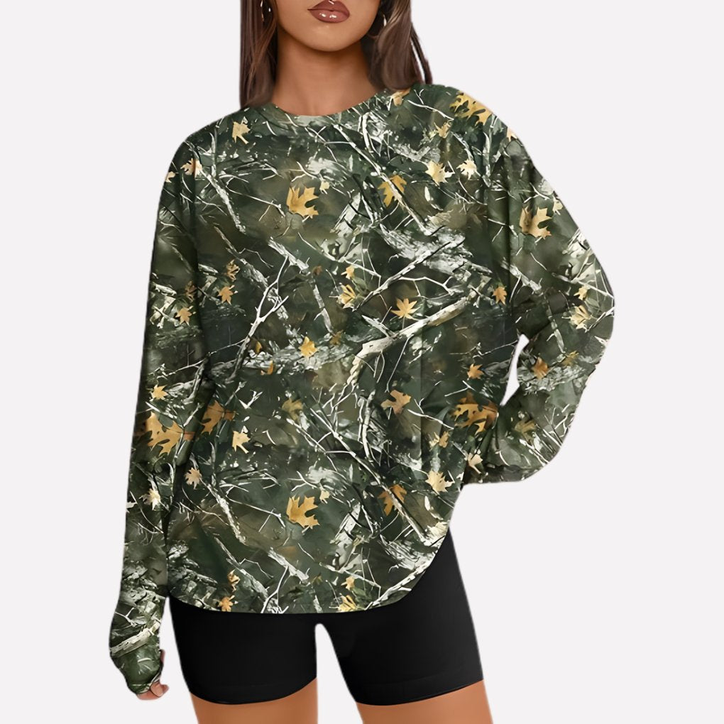 Women's Oversized Crewneck Sweatshirt - Camo army green
