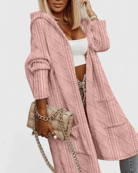 Women's Oversized Knit Cardigan Coat - Pink